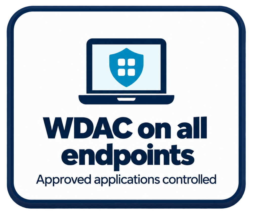 WDAC application control enforced across all managed endpoints